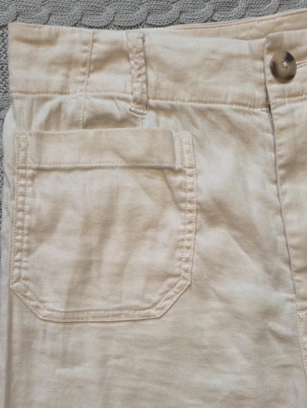 Maeve Colette European Linen Stretch High-Rise Wide-Leg Pants 8 Cream Off-White - Picture 3 of 7